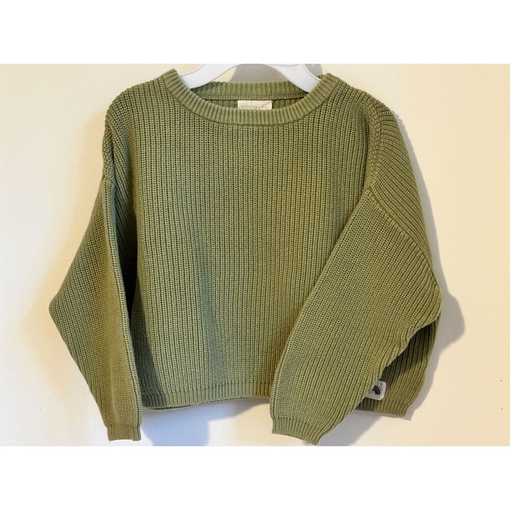Summer In May Kids Unisex Olive Green Knit Sweater Size 2-3 100% Cotton
